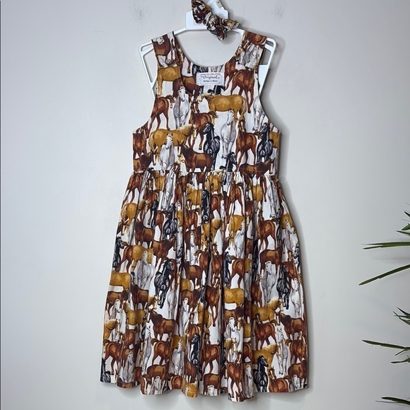 Babies ‘n Bows Other - An Original by Babies ‘n Bows | Vintage Horse Equestrian Print Sleeveless Dress
